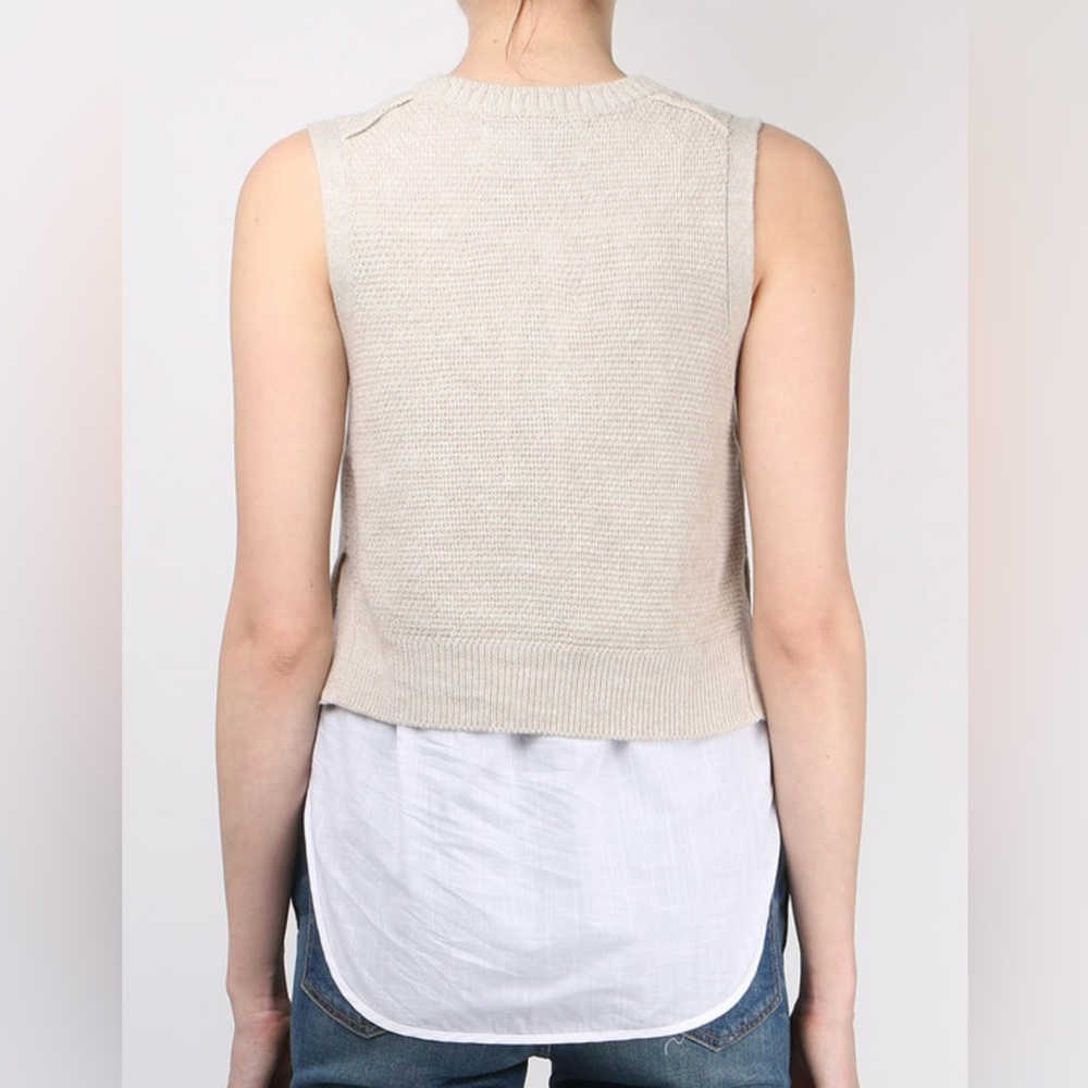 Brochu Walker Vail Layered Sweater Tank Linen Blend in Cream, size S (C-9) - Picture 4 of 12